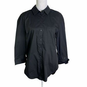 Halogen Black Cuffed Sleeve  Button Down Shirt